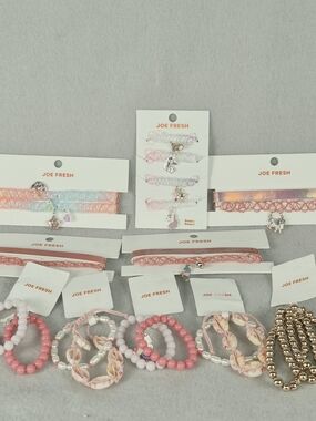 Joe Fresh Pink and Pastel Kids Bracelet & Choker Lot Of 10 Pieces
